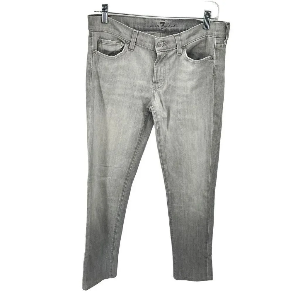 7 for all Mankind Womens Skinny Jeans 5 Pocket Cotton Blend Mid Rise Gray 29